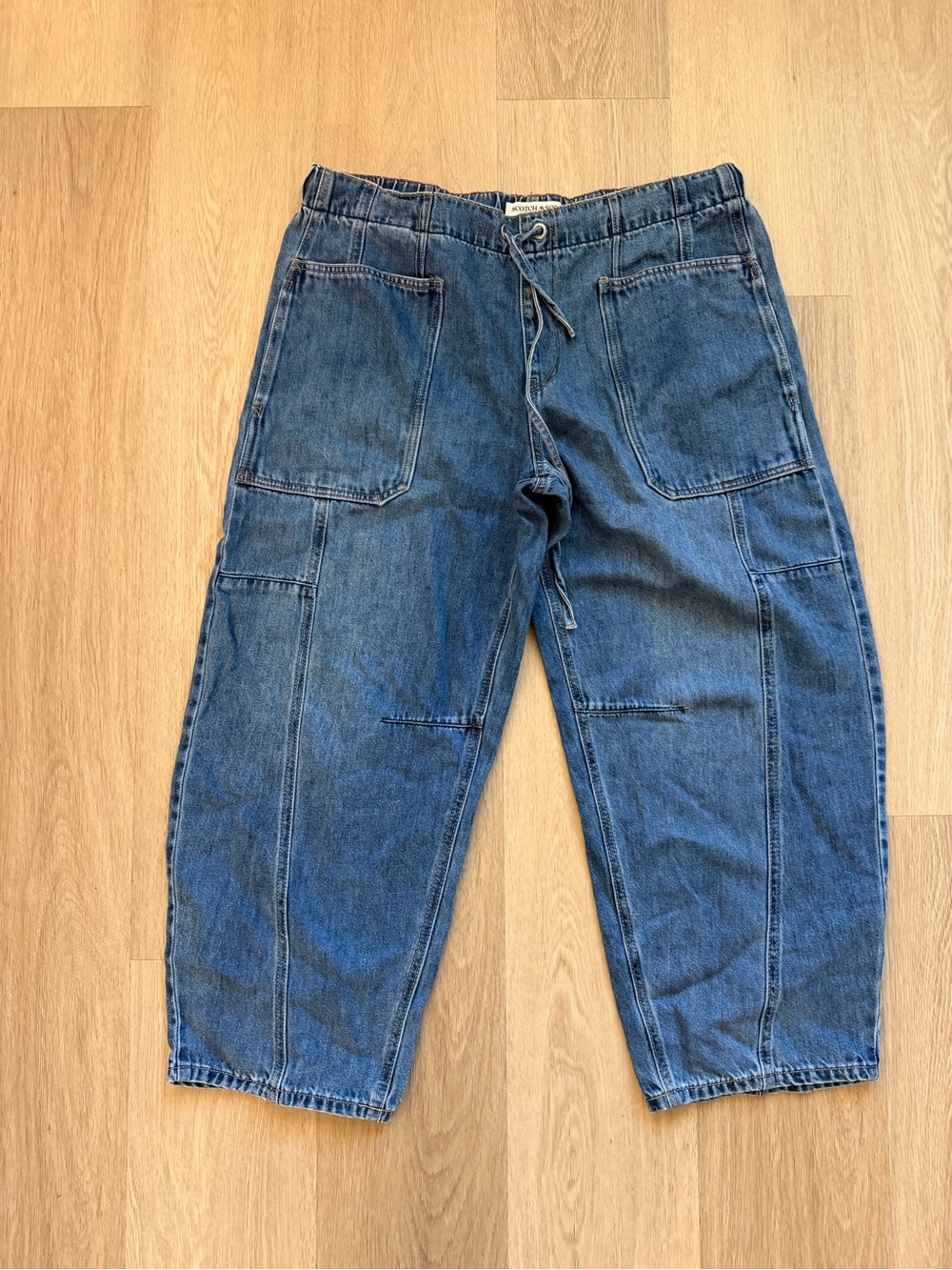 Scotch & Soda Amsterdam Womens Large Drawstring Barrel Utility Denim Pants